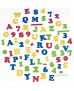 Magnetic letters, numbers and signs.